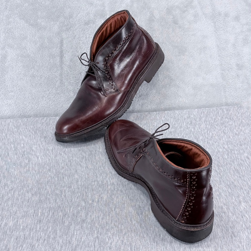 Allen Edmonds Bellevue Chukka Boots Mens 10 D Brown Leather Brogue Ankle Shoes